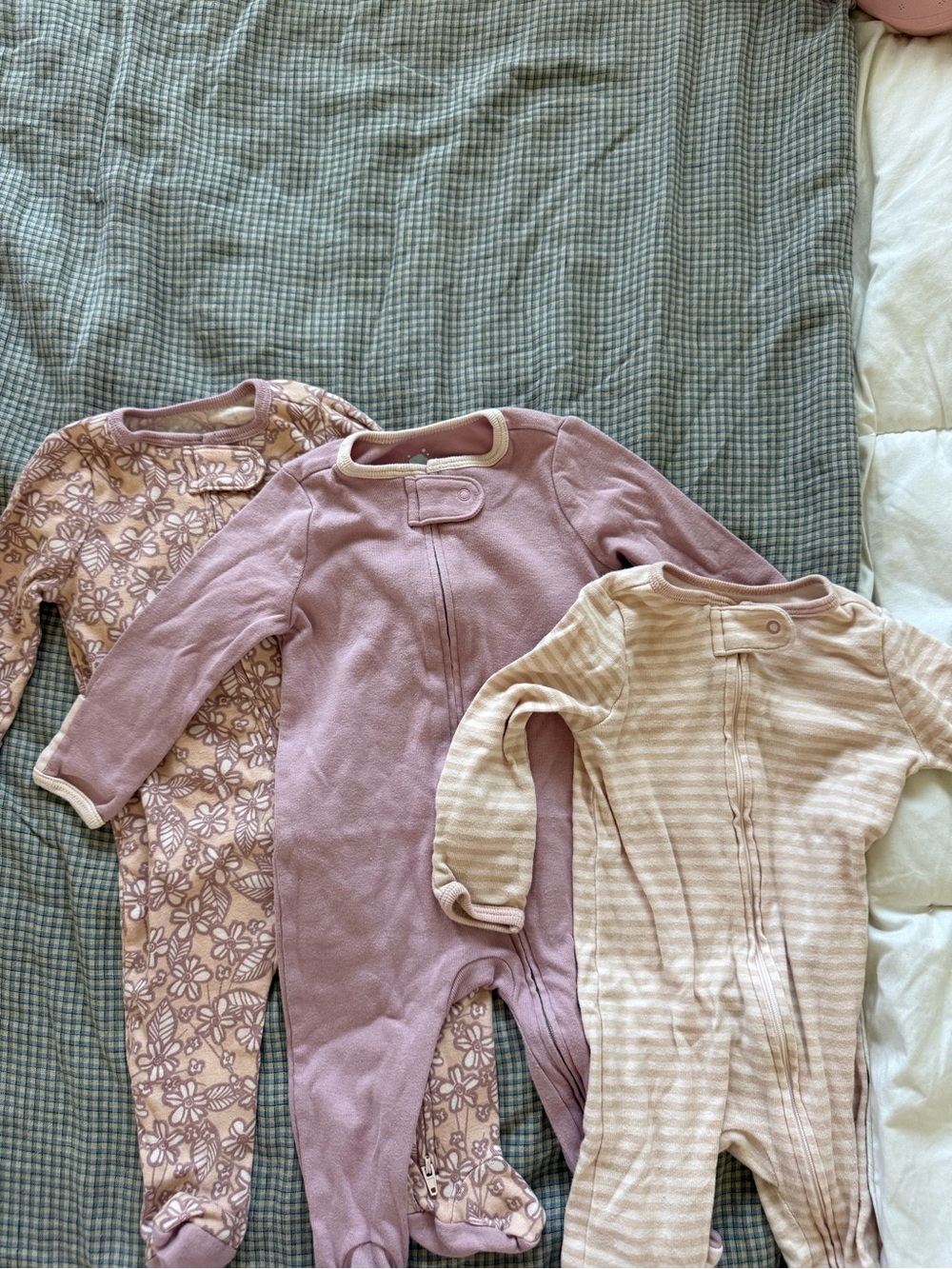 Baby Footed Pajama Bundle in Dusty Pink and Purple